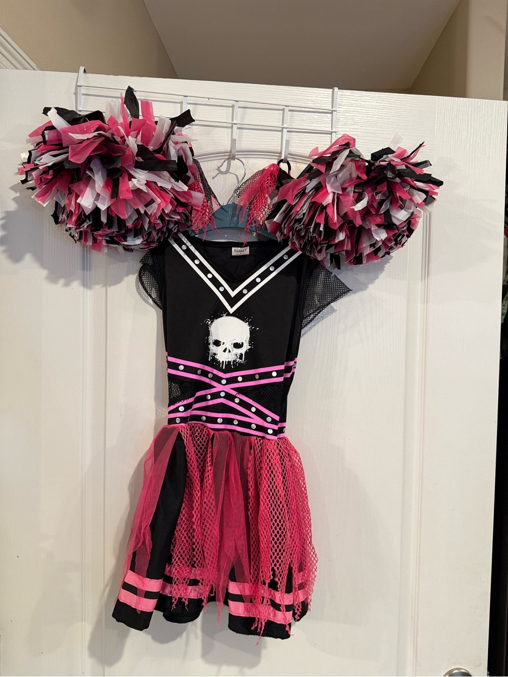 Spirit Halloween pink Scare Squad Cheerleader cheer cosplay Costume kids medium